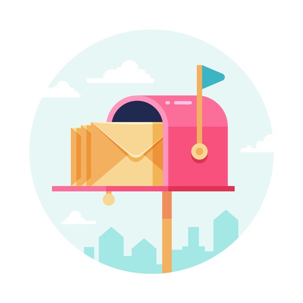 Letterbox with envelopes. Vector mail box. Postal sending and receiving concept Letter